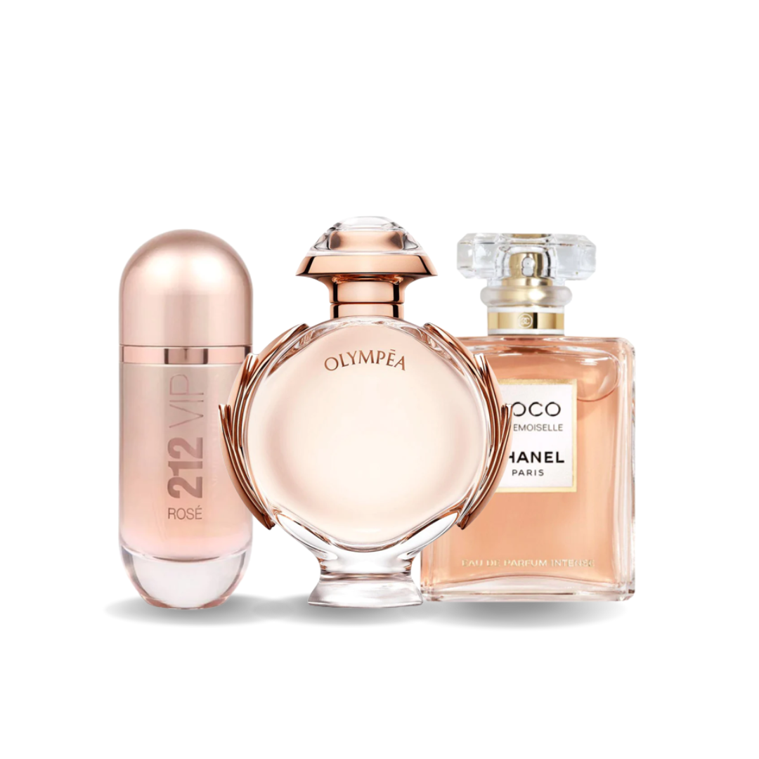 3er-Parfum-Set – 212 VIP Rosé von Carolina Herrera, Olympéa von Paco Rabanne und Coco Mademoiselle von Chanel