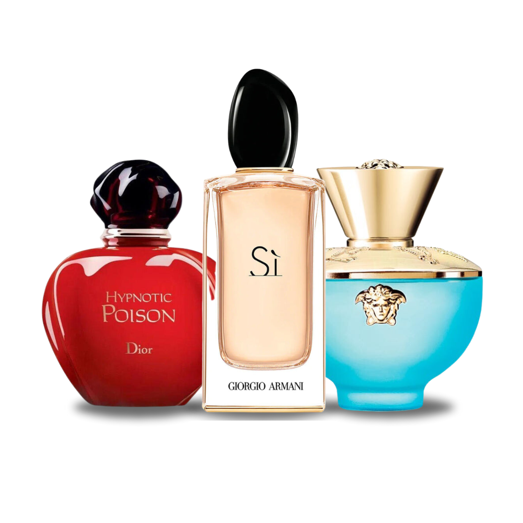 3er-Parfum-Set – Hypnotic Poison von Dior, Sì von Giorgio Armani & Dylan Turquoise von Versace