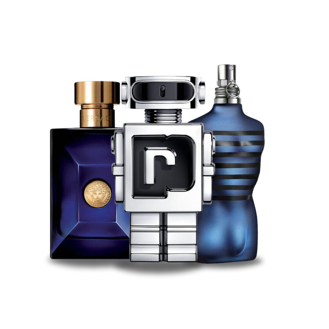 3er-Parfum-Set – Dylan Blue von Versace, Phantom von Paco Rabanne und Ultra Male von Jean Paul Gaultier