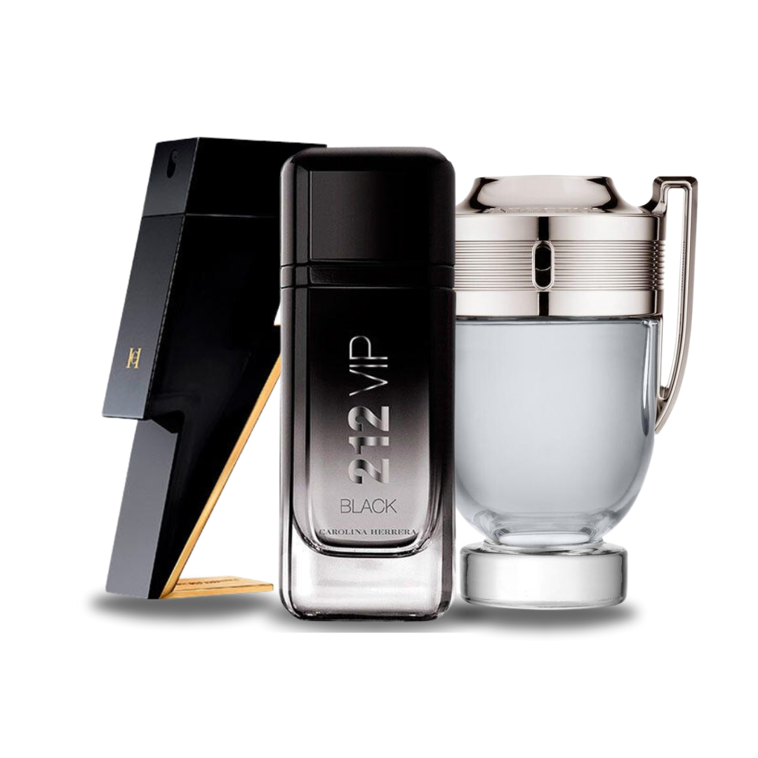 3er-Parfum-Set – Bad Boy von Carolina Herrera, 212 VIP Black von Carolina Herrera und Invictus von Paco Rabanne